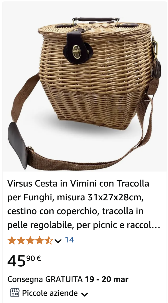 Scheda Amazon dei cesti da funghi di Gelsomini